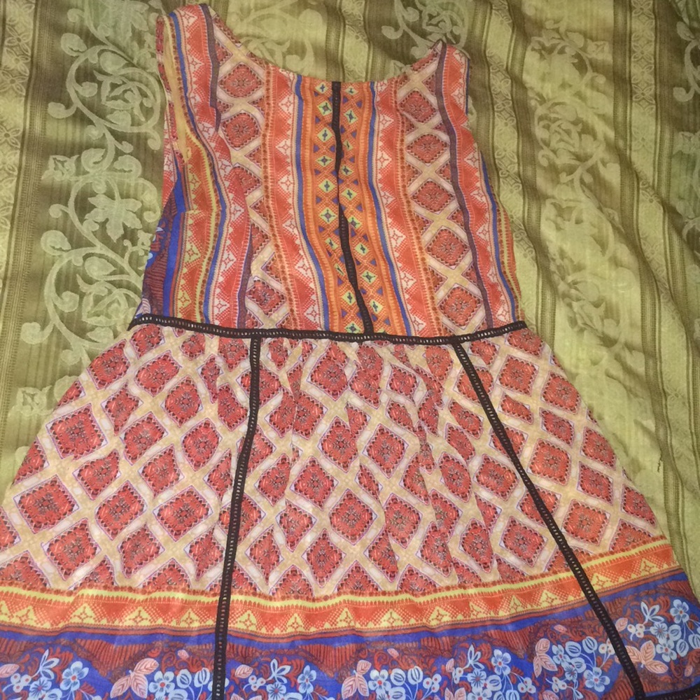 Orange and Blue Patterned Dress